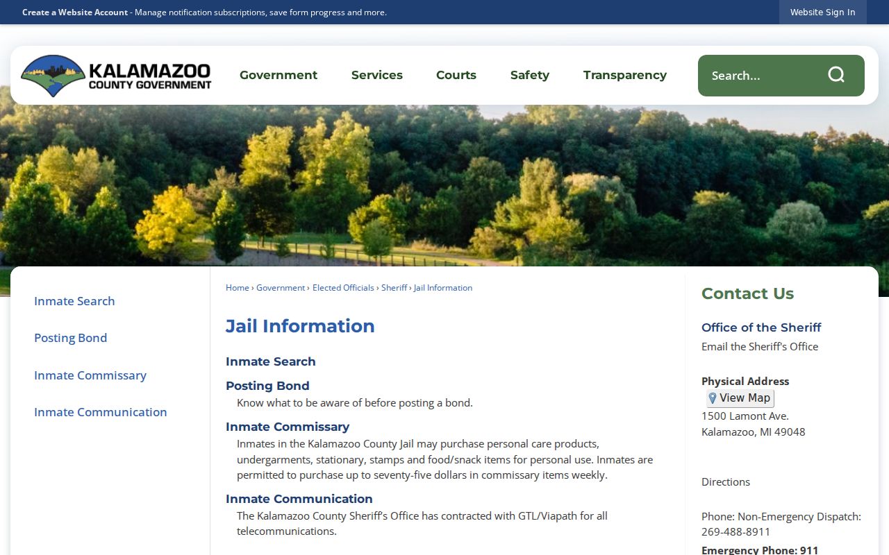 Kalamazoo County jail information page compared with active warrant checks