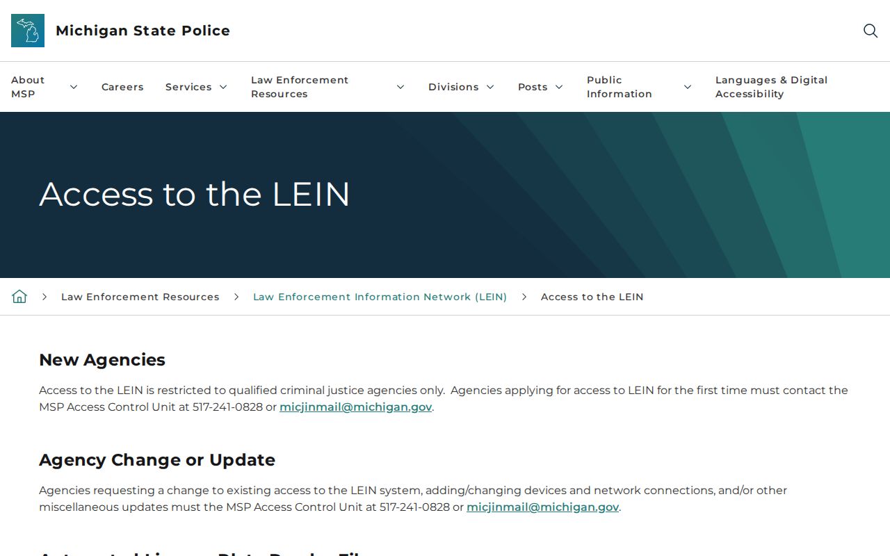 Michigan LEIN access page related to Kalamazoo County active warrants